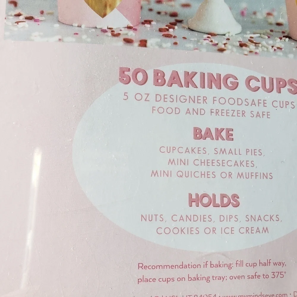 NWT - 50 Pink Heart and Love Baking Cups 2